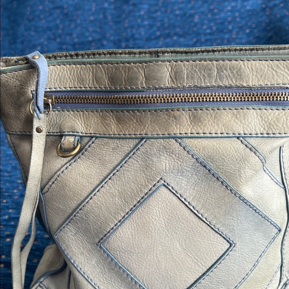 Lucky brand multiple pockets blue-Gray Leather Crossbody Bag - Picture 4 of 15